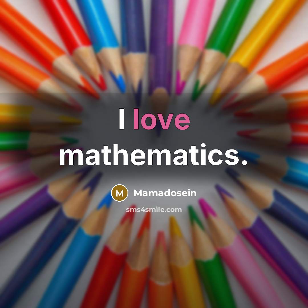 “I love mathematics.” quote by Mamadosein