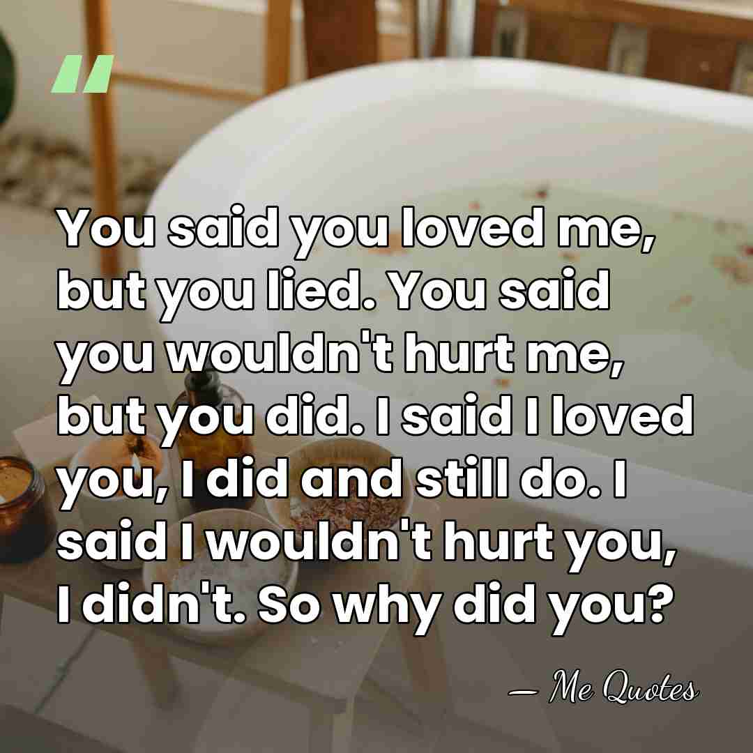 You said you loved me, but you lied. You said you wouldn't&hellip; - Me Quotes