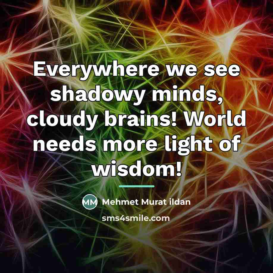 “Everywhere we see shadowy minds, cloudy brains! World needs more…” quote by Mehmet Murat Ildan