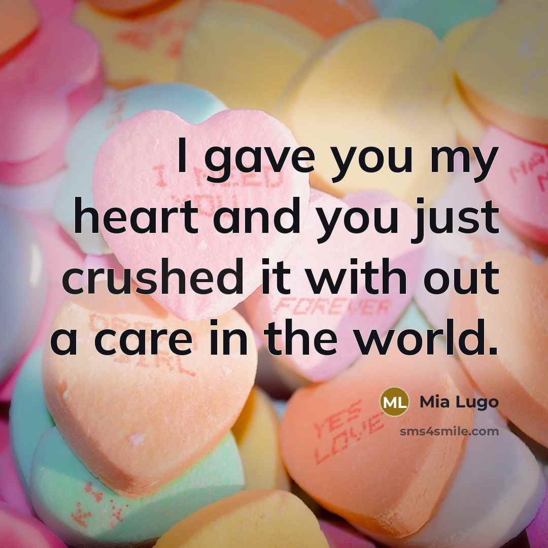 “I gave you my heart and you just crushed it…” quote by Mia Lugo