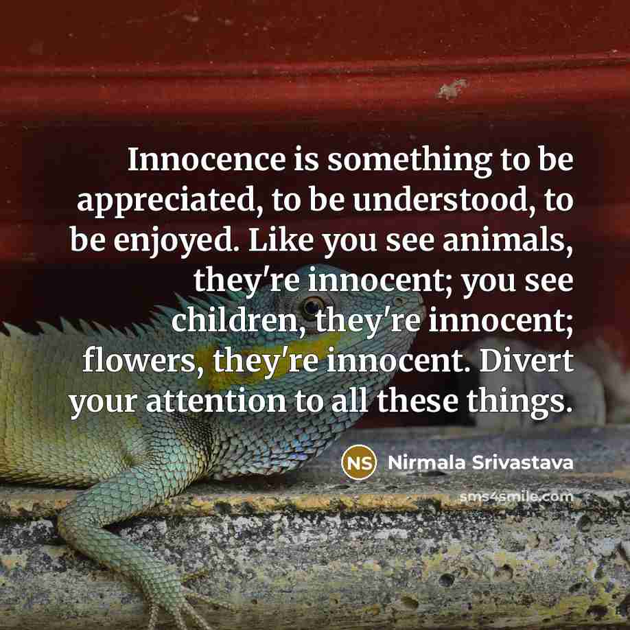 “Innocence is something to be appreciated, to be understood, to…” quote by Nirmala Srivastava