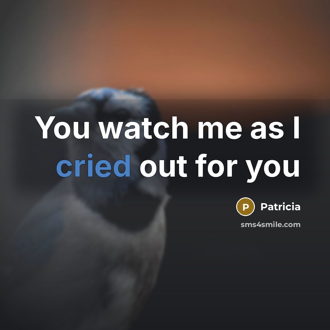 “You watch me as I cried out for you” quote by Patricia