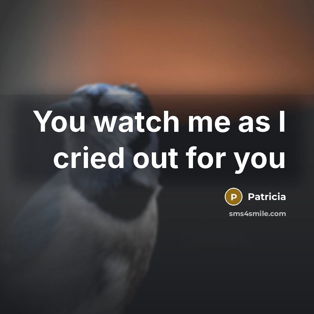 “You watch me as I cried out for you…” quote by Patricia
