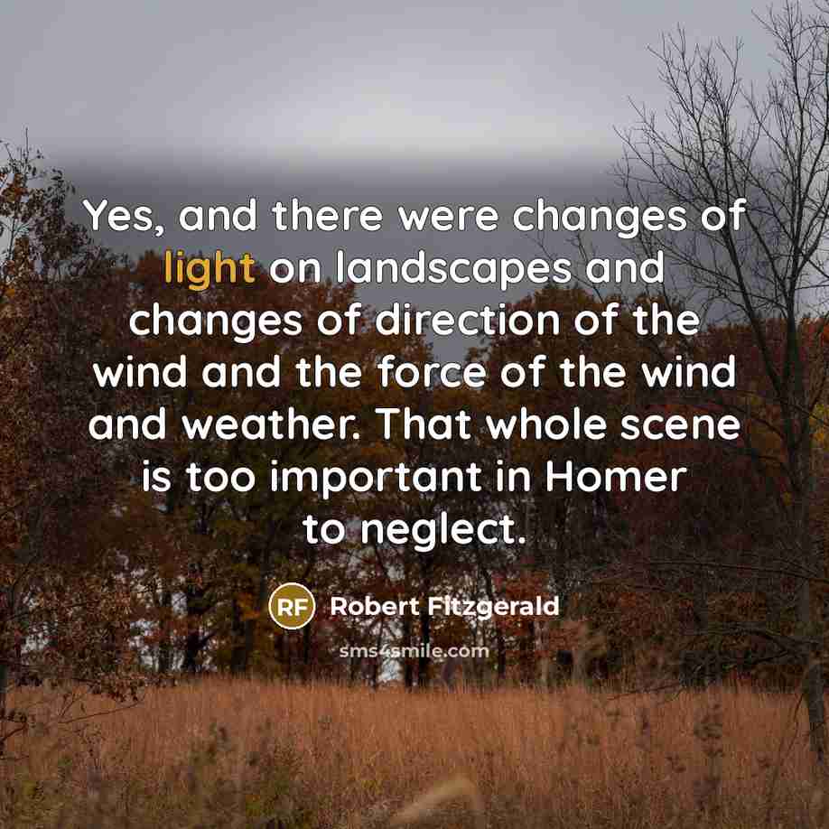 “Yes, and there were changes of light on landscapes and…” quote by Robert Fitzgerald