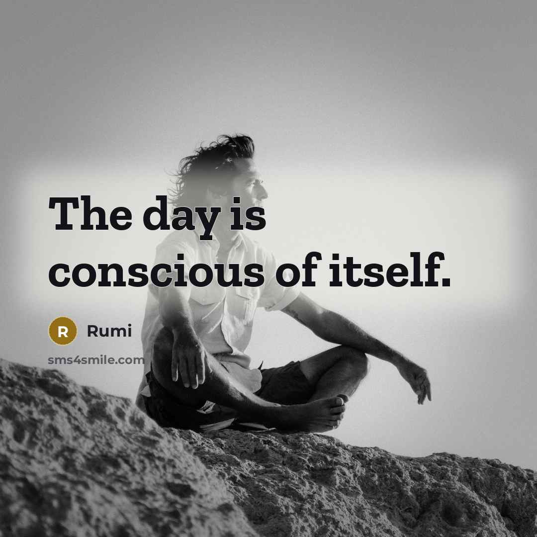 “The day is conscious of itself.…” quote by Rumi