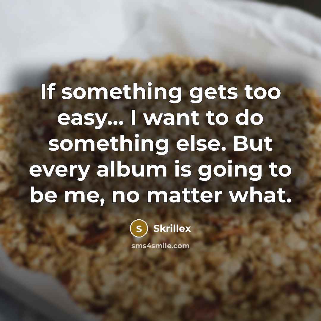 “If something gets too easy... I want to do something…” quote by Skrillex