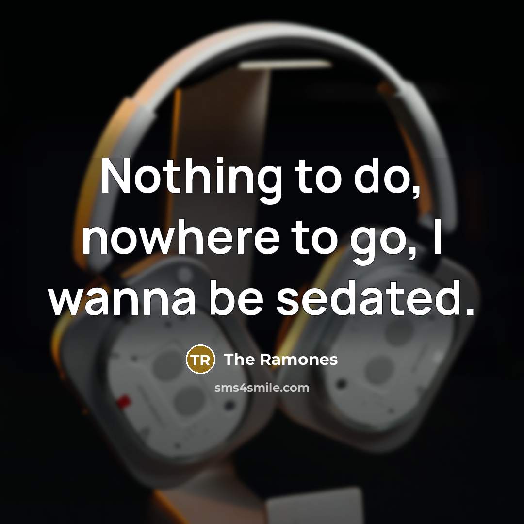 “Nothing to do, nowhere to go, I wanna be sedated.” quote by The Ramones