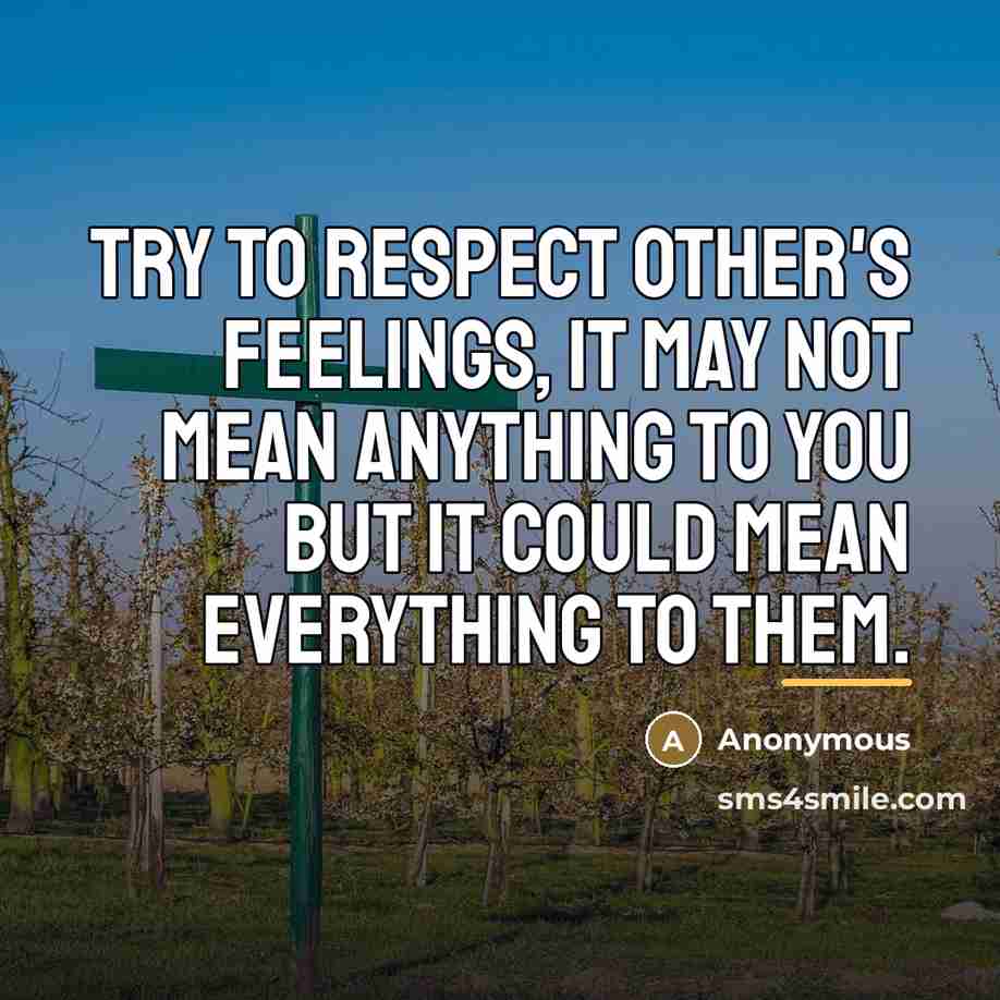 “Try to respect other's feelings, it may not mean anything…” quote by Anonymous