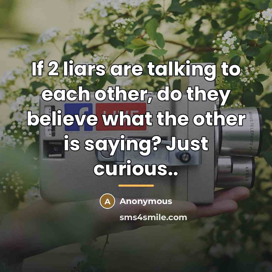 “If 2 liars are talking to each other, do they…” quote by Anonymous