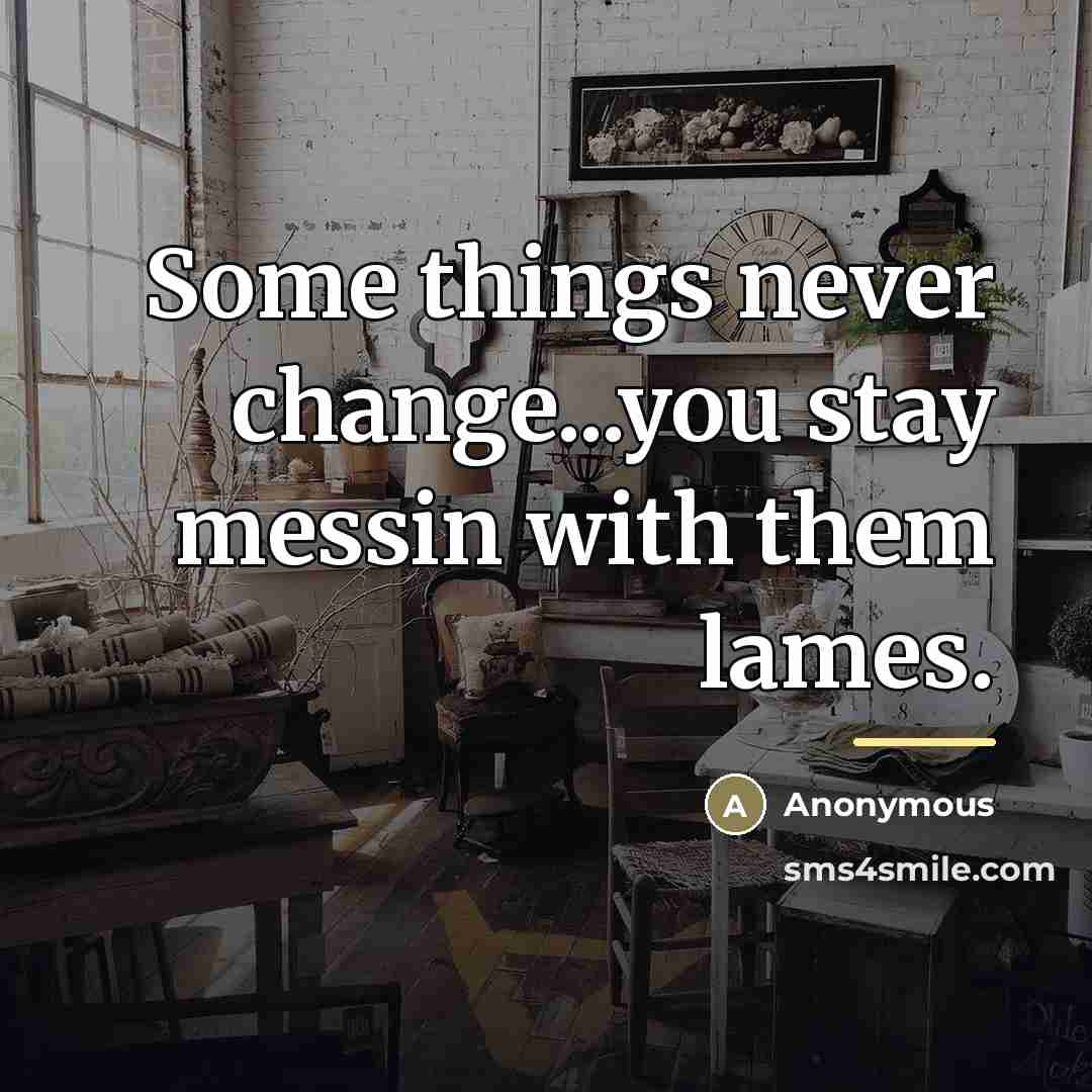 “Some things never change...you stay messin with them lames.…” quote by Anonymous