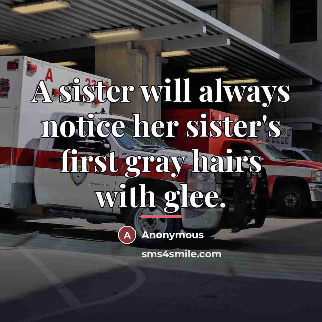 “A sister will always notice her sister's first gray hairs…” quote by Anonymous