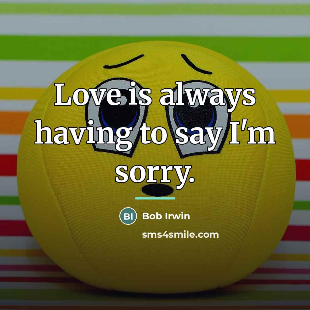 “Love is always having to say I'm sorry.…” quote by Bob Irwin