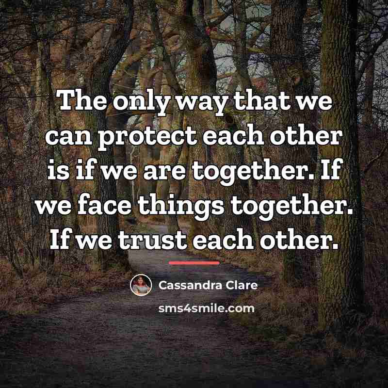 “The only way that we can protect each other is…” quote by Cassandra Clare
