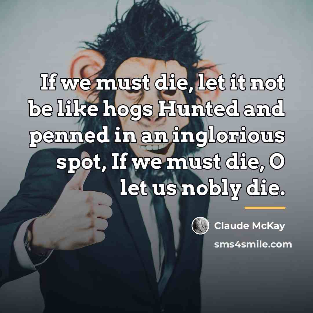 “If we must die, let it not be like hogs…” quote by Claude McKay