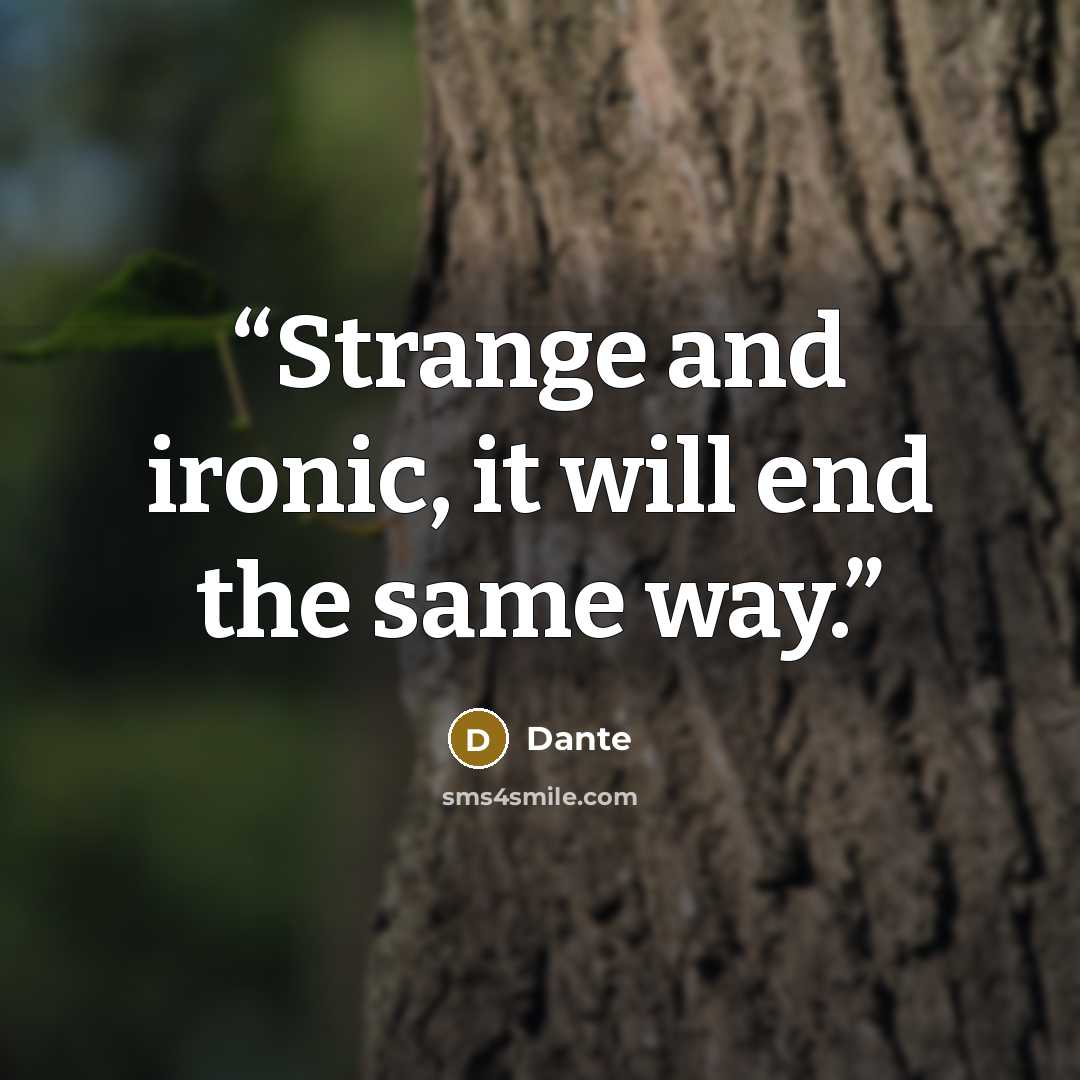 “Strange and ironic, it will end the same way.” quote by Dante