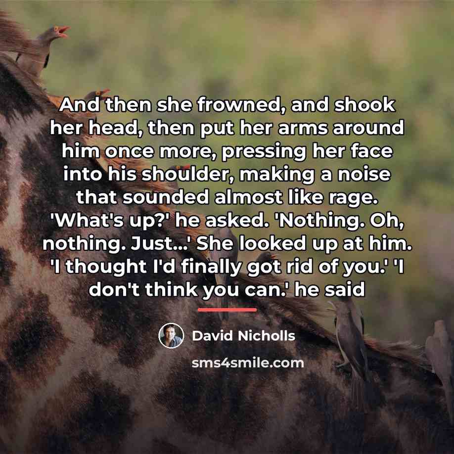 “And then she frowned, and shook her head, then put…” quote by David Nicholls