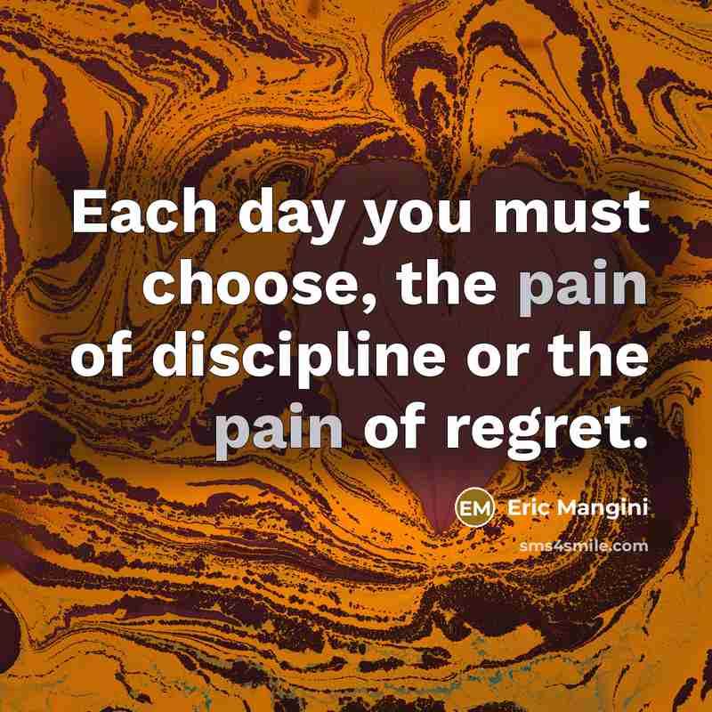 “Each day you must choose, the pain of discipline or…” quote by Eric Mangini