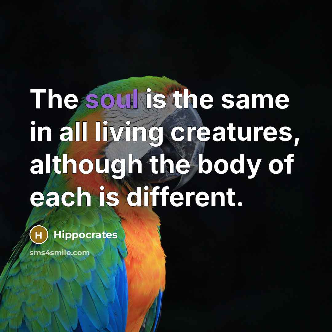 “The soul is the same in all living creatures, although…” quote by Hippocrates