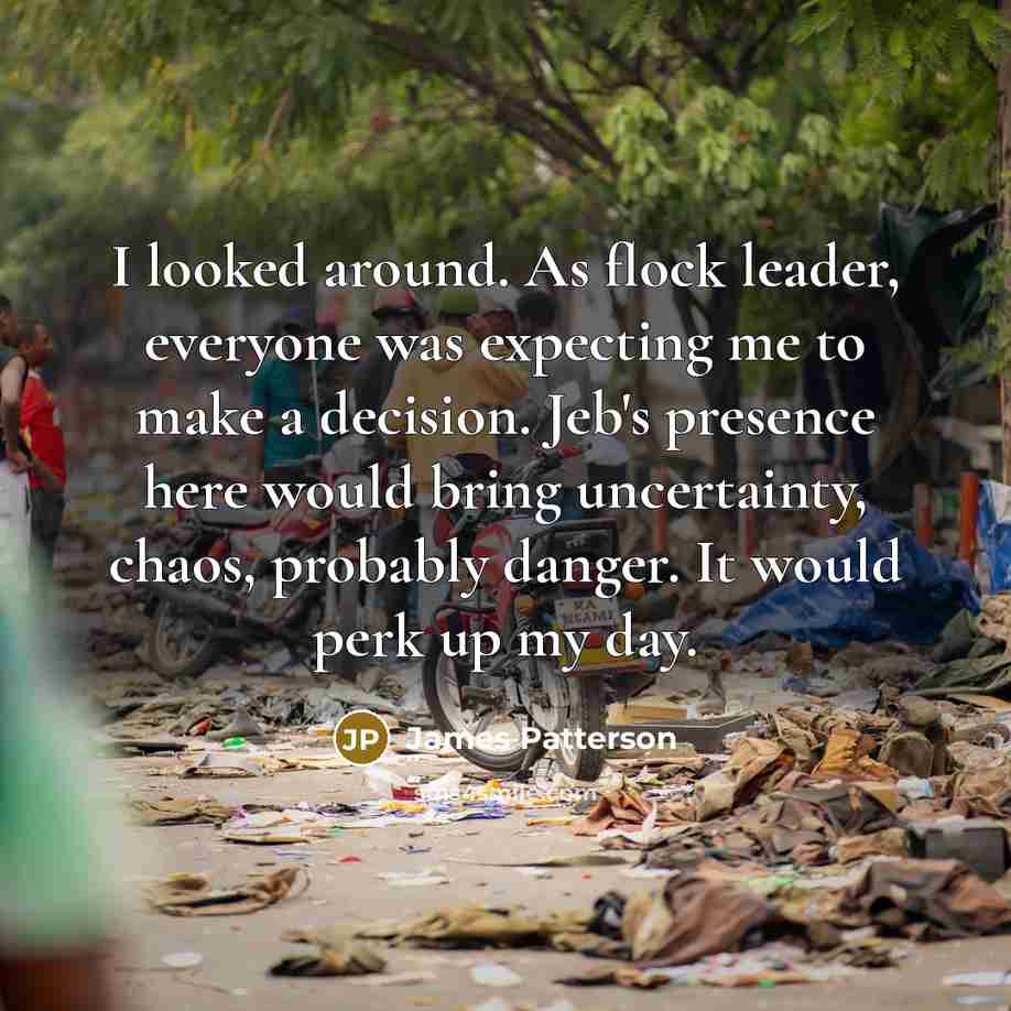 “I looked around. As flock leader, everyone was expecting me…” quote by James Patterson