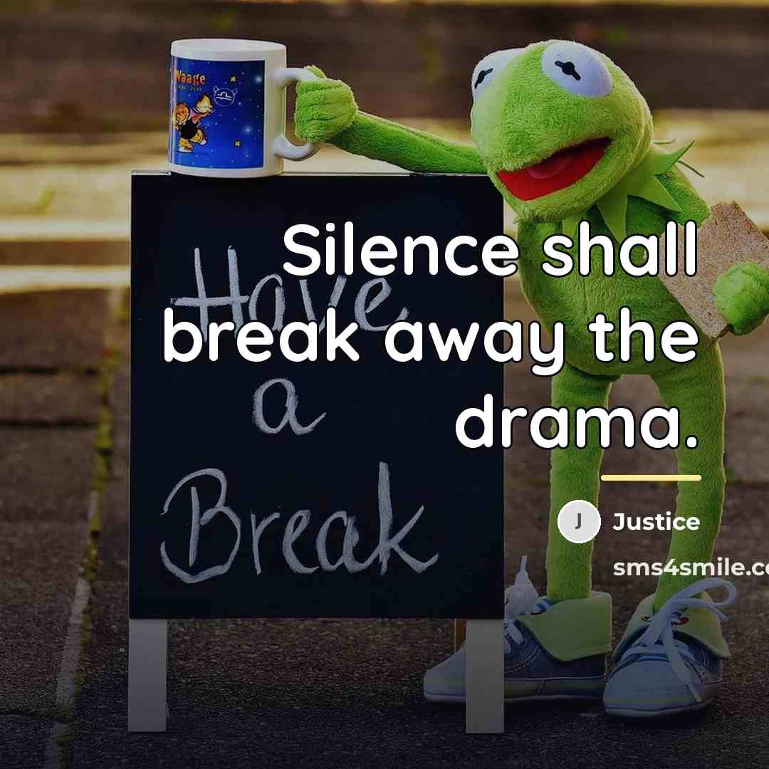 “Silence shall break away the drama.…” quote by Justice