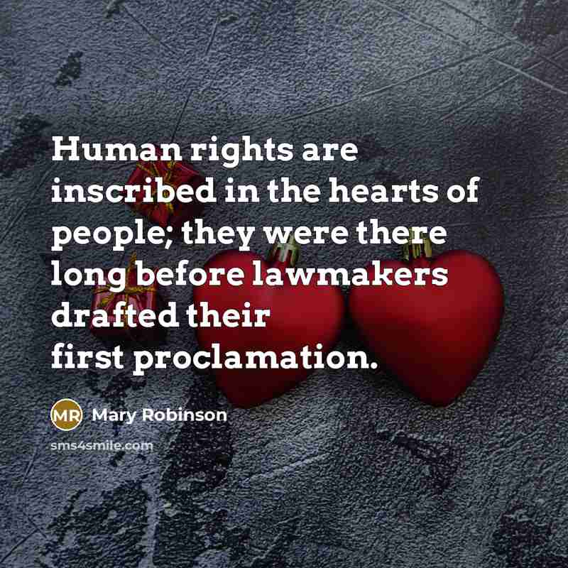 “Human rights are inscribed in the hearts of people; they…” quote by Mary Robinson