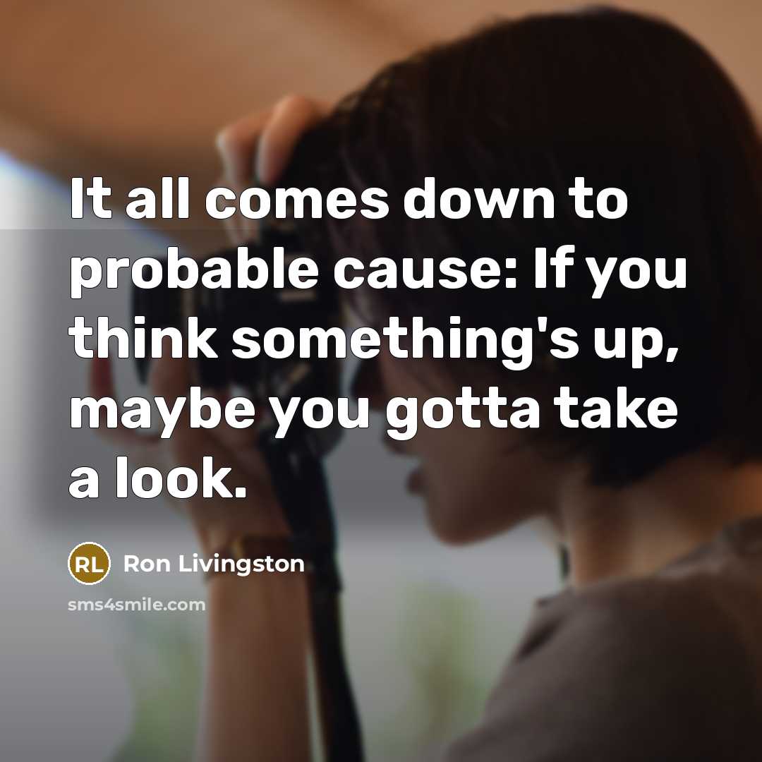 “It all comes down to probable cause: If you think…” quote by Ron Livingston