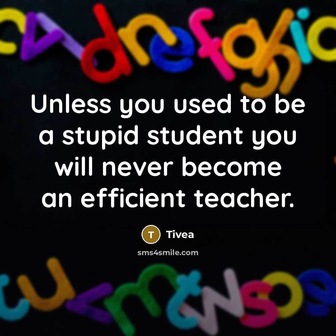 “Unless you used to be a stupid student you will never become an efficient teacher.” quote by Tivea