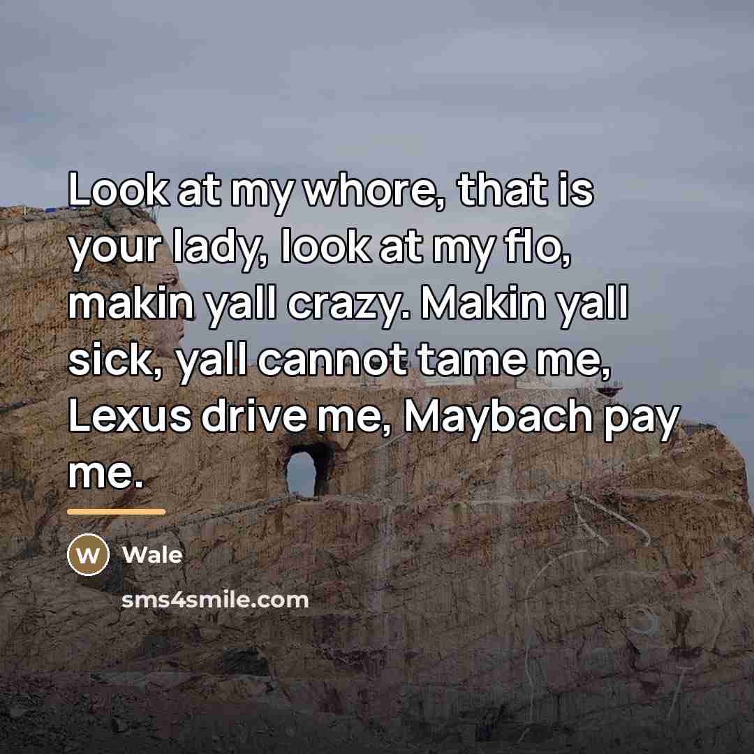 “Look at my whore, that is your lady, look at…” quote by Wale