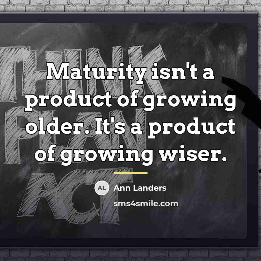 “Maturity isn't a product of growing older. It's a product…” quote by Ann Landers