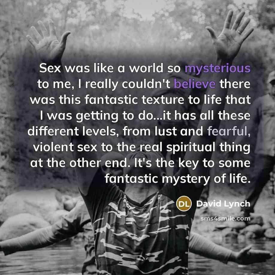 “Sex was like a world so mysterious to me, I…” quote by David Lynch