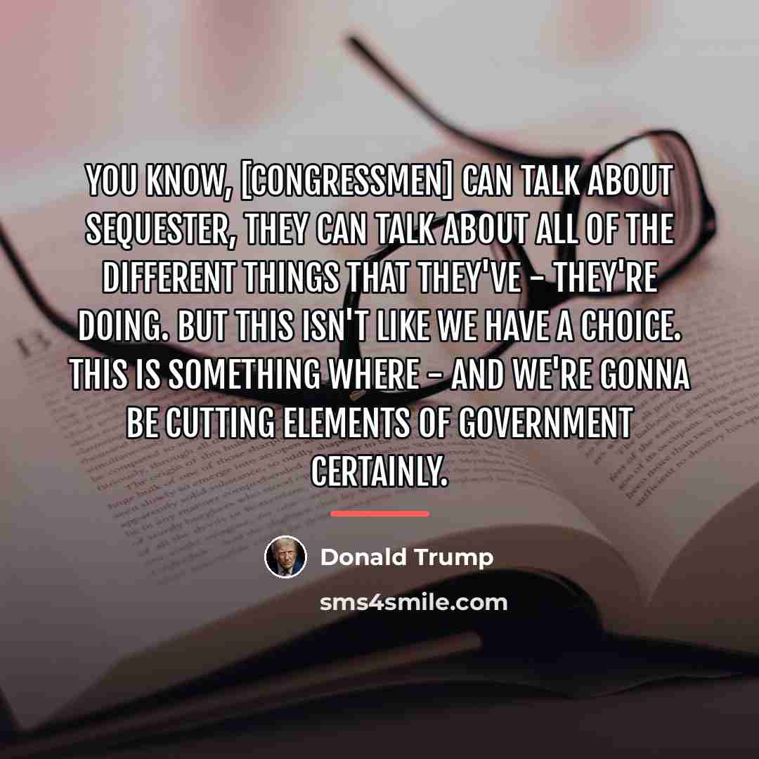 “You know, [congressmen] can talk about sequester, they can talk…” quote by Donald Trump