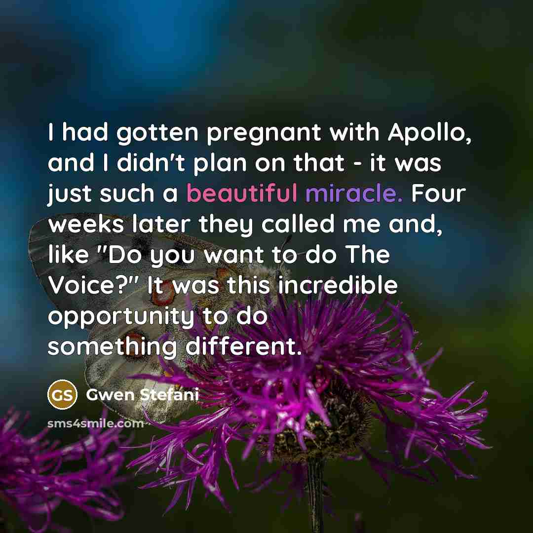 “I had gotten pregnant with Apollo, and I didn't plan…” quote by Gwen Stefani