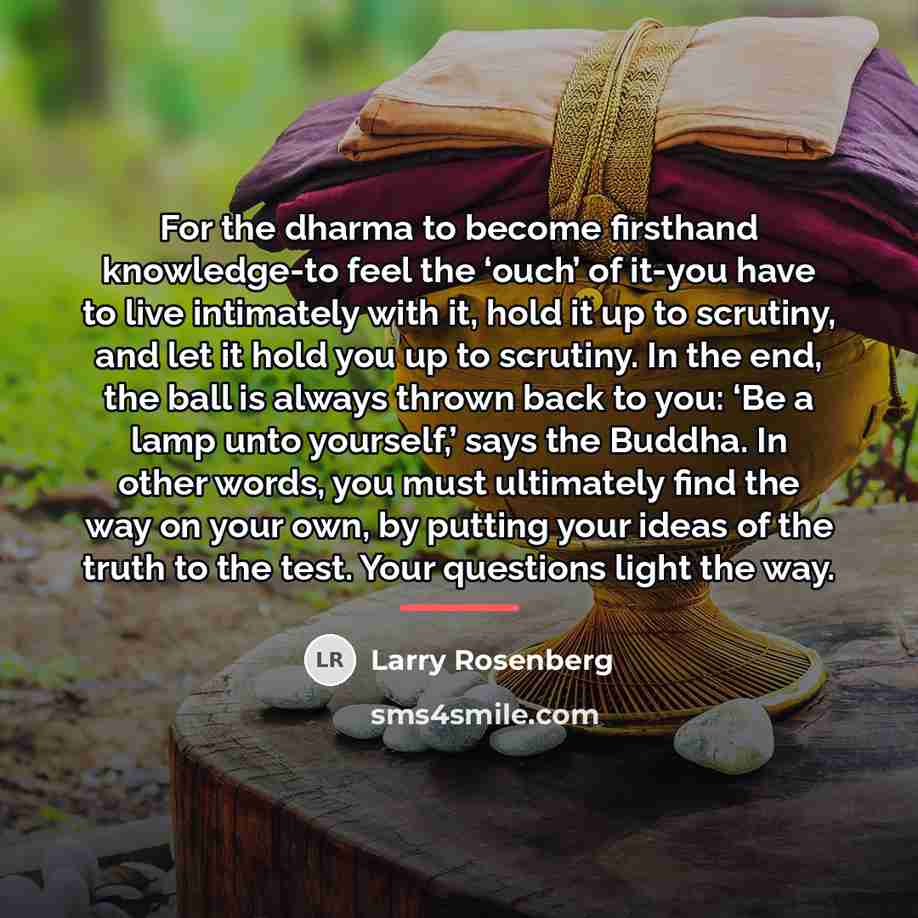 “For the dharma to become firsthand knowledge-to feel the ‘ouch’…” quote by Larry Rosenberg