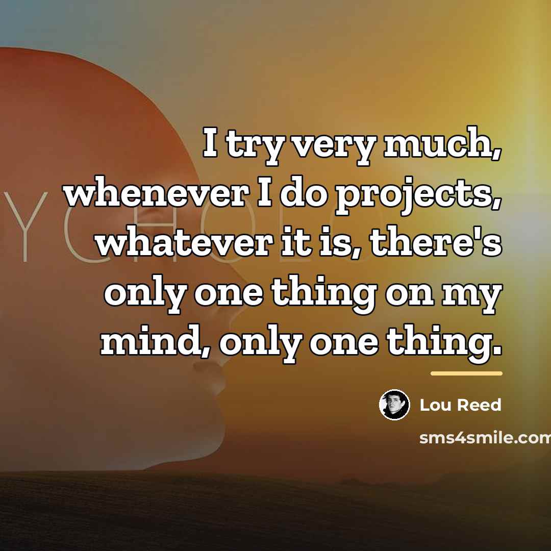 “I try very much, whenever I do projects, whatever it…” quote by Lou Reed