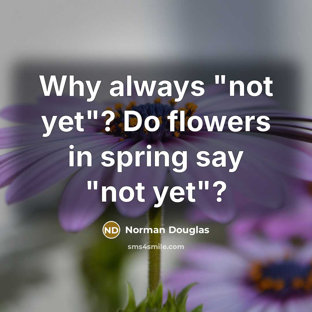 “Why always "not yet"? Do flowers in spring say "not…” quote by Norman Douglas