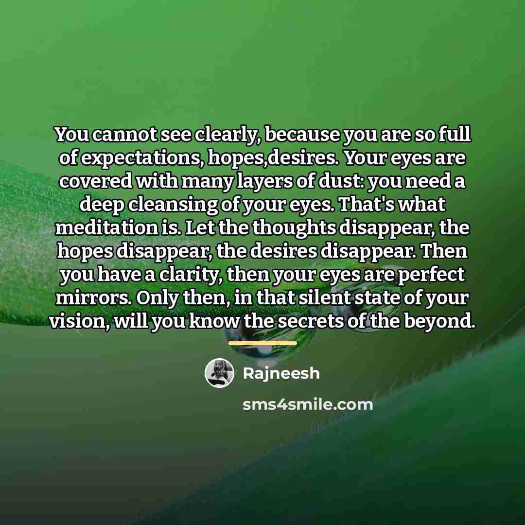 “You cannot see clearly, because you are so full of…” quote by Rajneesh