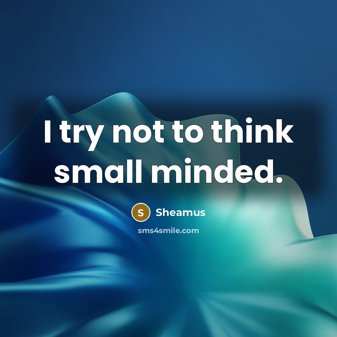 “I try not to think small minded.…” quote by Sheamus