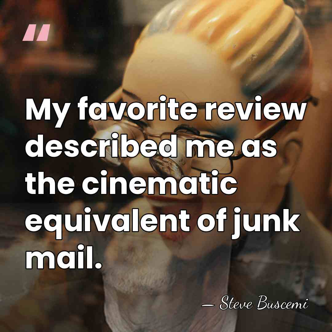 My favorite review described me as the cinematic equivalent of junk mail. - Steve Buscemi