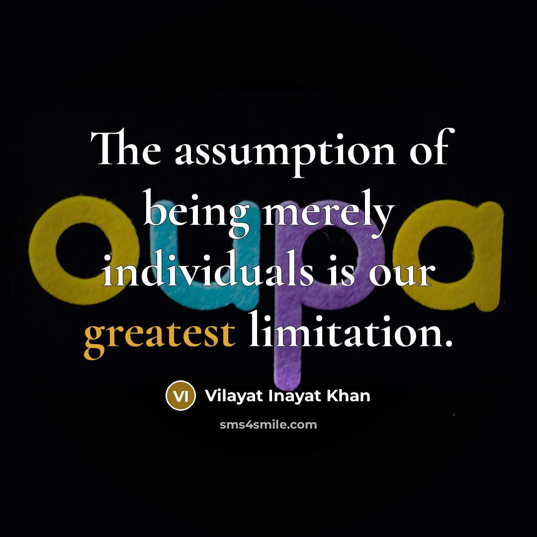 “The assumption of being merely individuals is our greatest limitation.…” quote by Vilayat Inayat Khan