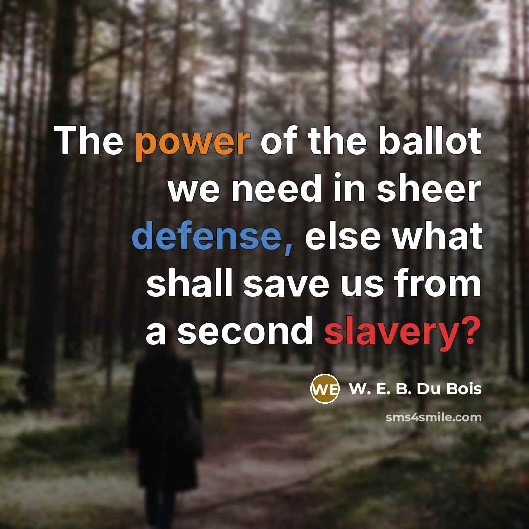 “The power of the ballot we need in sheer defense,…” quote by W. E. B. Du Bois