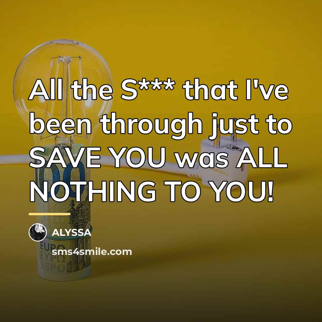 “All the S*** that I've been through just to SAVE…” quote by ALYSSA