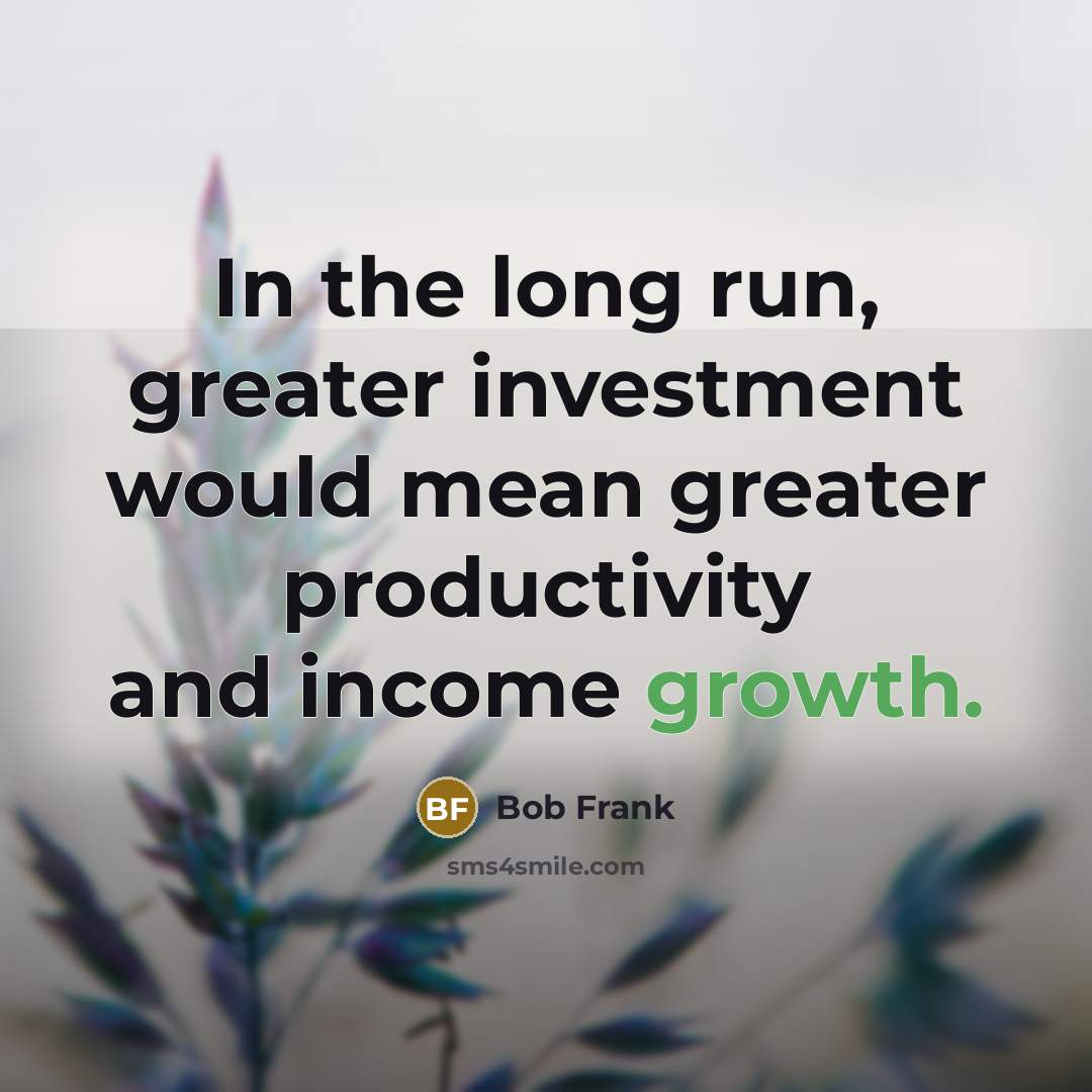 “In the long run, greater investment would mean greater productivity…” quote by Bob Frank