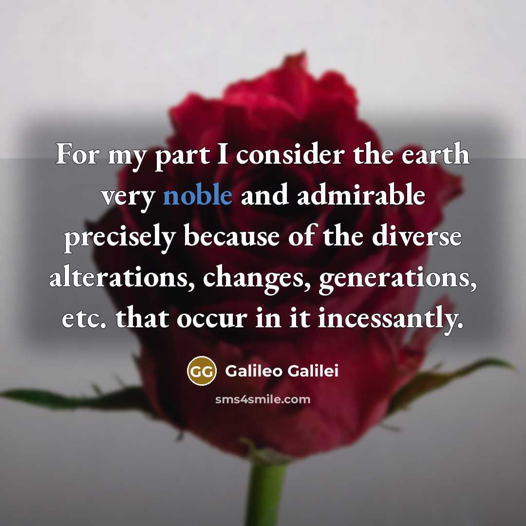 “For my part I consider the earth very noble and…” quote by Galileo Galilei