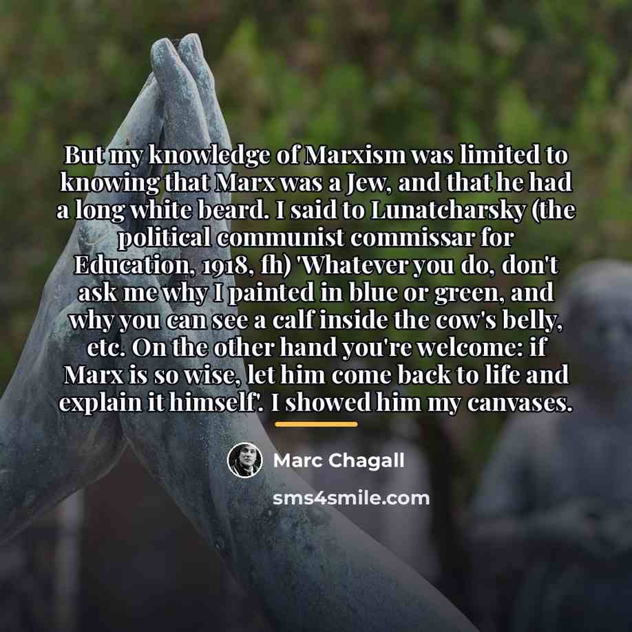 “But my knowledge of Marxism was limited to knowing that…” quote by Marc Chagall