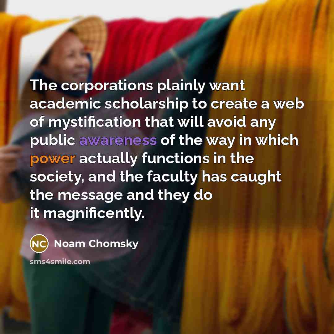 “The corporations plainly want academic scholarship to create a web…” quote by Noam Chomsky