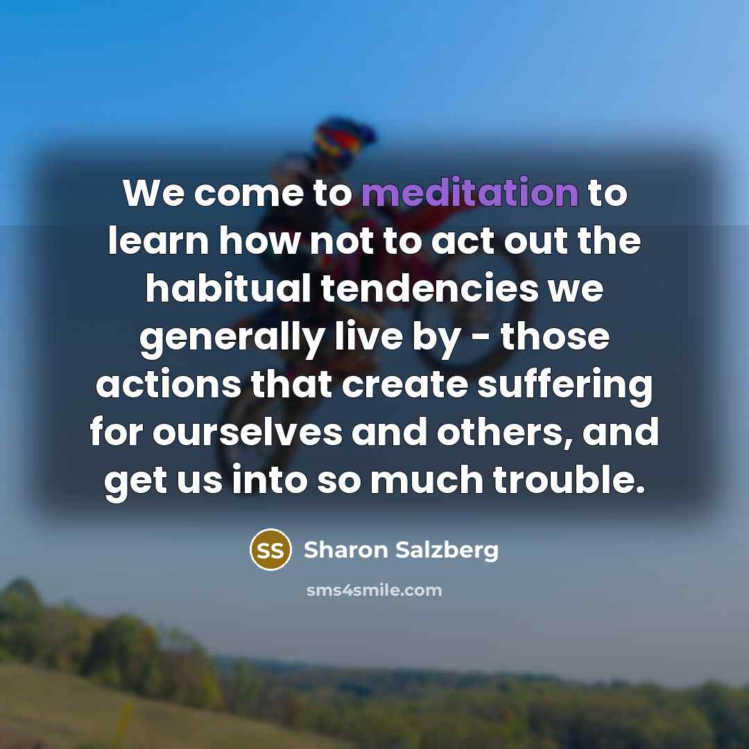 “We come to meditation to learn how not to act…” quote by Sharon Salzberg