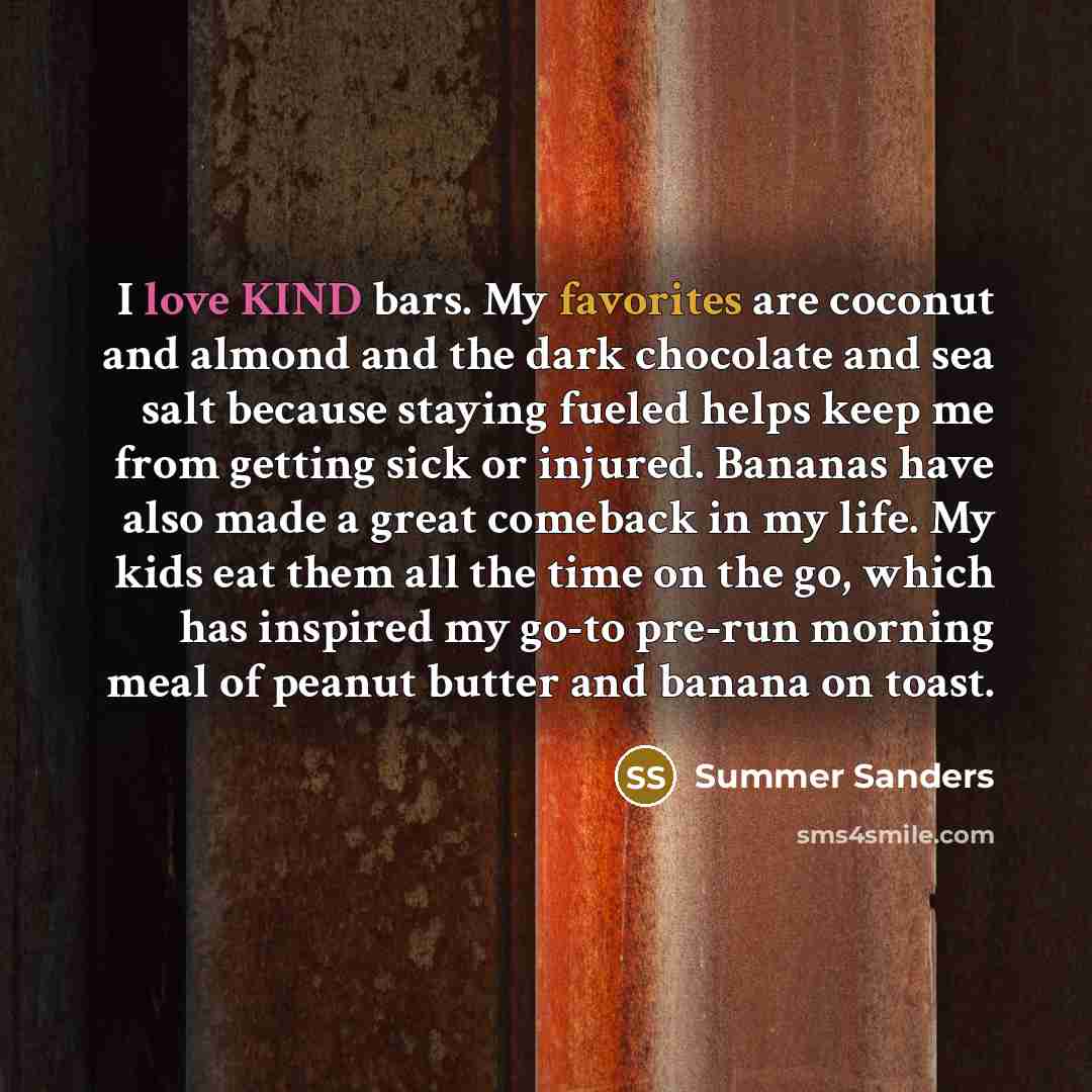 “I love KIND bars. My favorites are coconut and almond…” quote by Summer Sanders