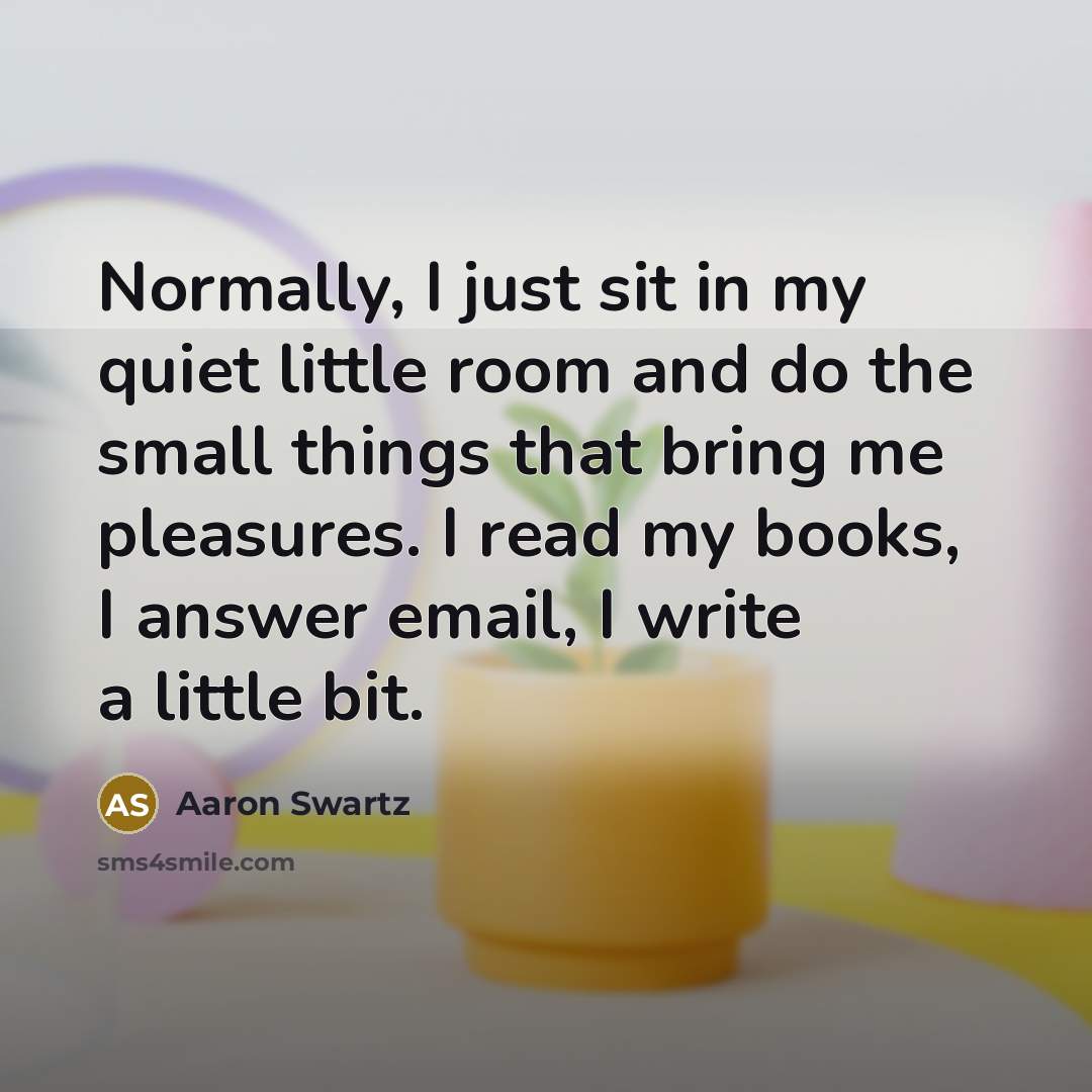 “Normally, I just sit in my quiet little room and…” quote by Aaron Swartz