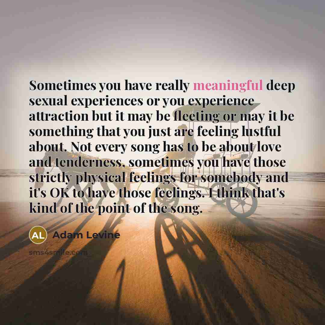 “Sometimes you have really meaningful deep sexual experiences or you…” quote by Adam Levine
