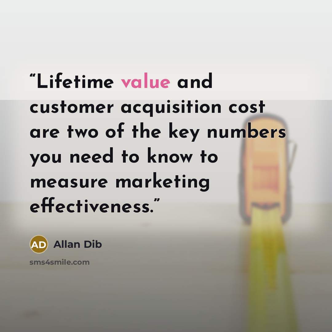 “Lifetime value and customer acquisition cost are two of the key numbers you need to know to measure marketing effectiveness.” quote by Allan Dib